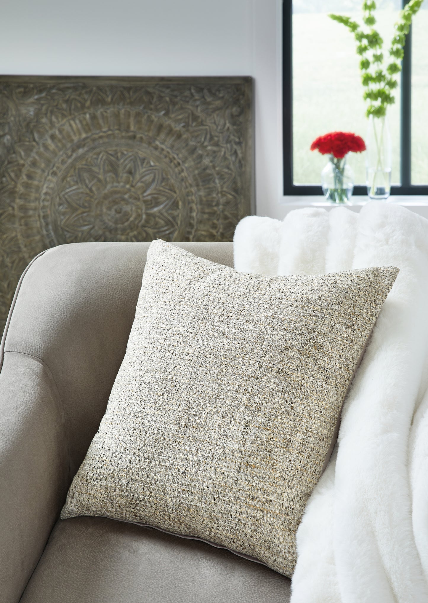Auburndale Furniture Outlet - Ashley Furniture - Erline Pillows - Pillow (4/CS) / Cement - A1000895