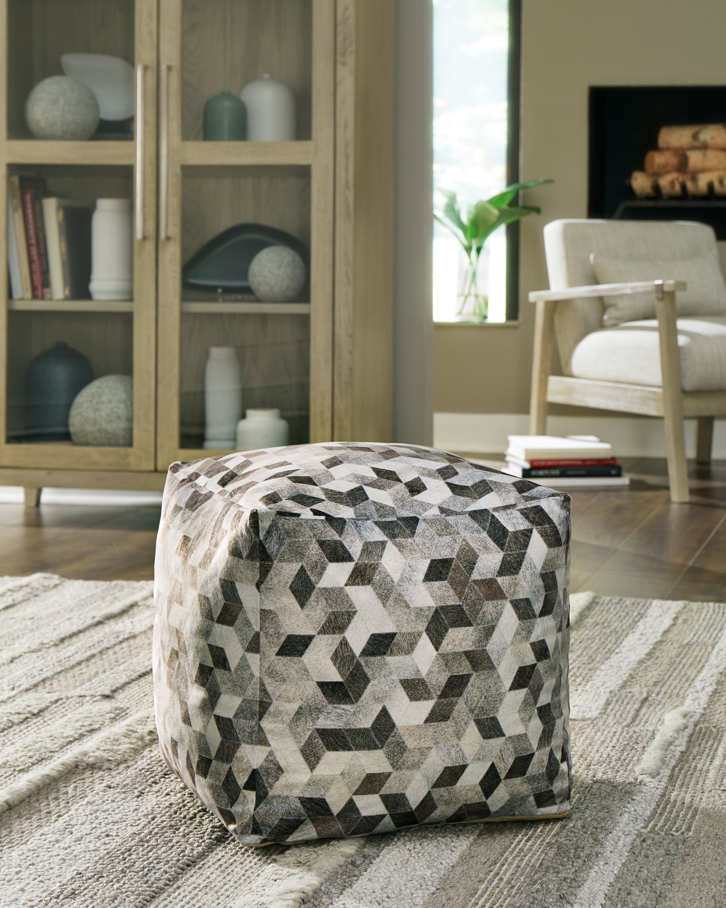 Auburndale Furniture Outlet - Ashley Furniture - Albermarle Pouf - Pouf / Gray/Brown - A1000983
