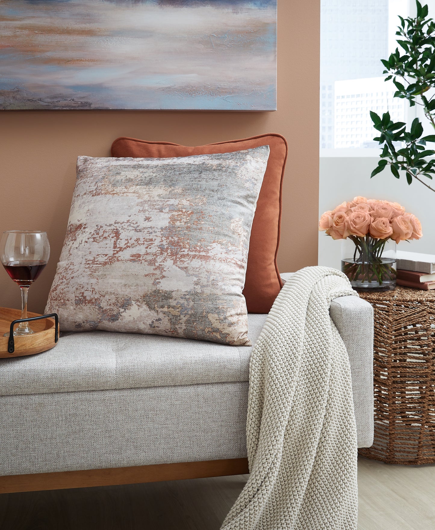 Auburndale Furniture Outlet - Ashley Furniture - Edinfielders Pillows - Pillow (4/CS) / Cream/Gray/Rust - A1001094