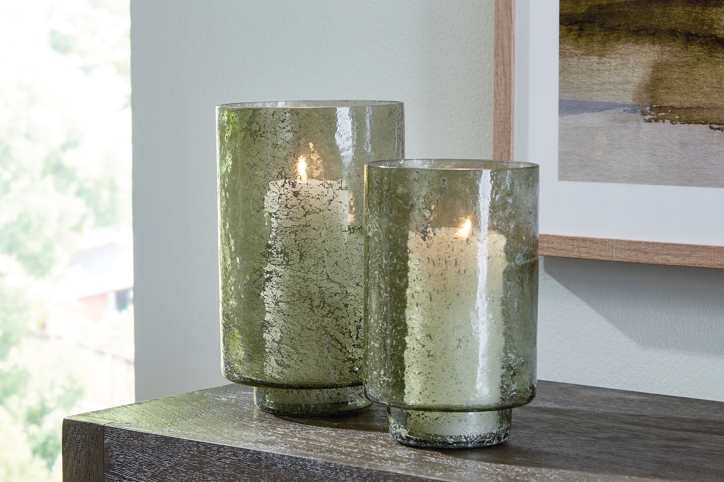 Auburndale Furniture Outlet - Ashley Furniture - Clarkton Candle Holder - Candle Holder Set (Set of 2) / Green - A2000623