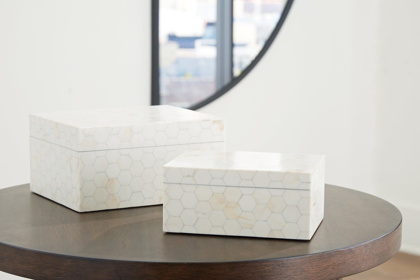 Auburndale Furniture Outlet - Ashley Furniture - Aldenburg Box (Set of 2) - Box Set (Set of 2) / Cream - A2000690