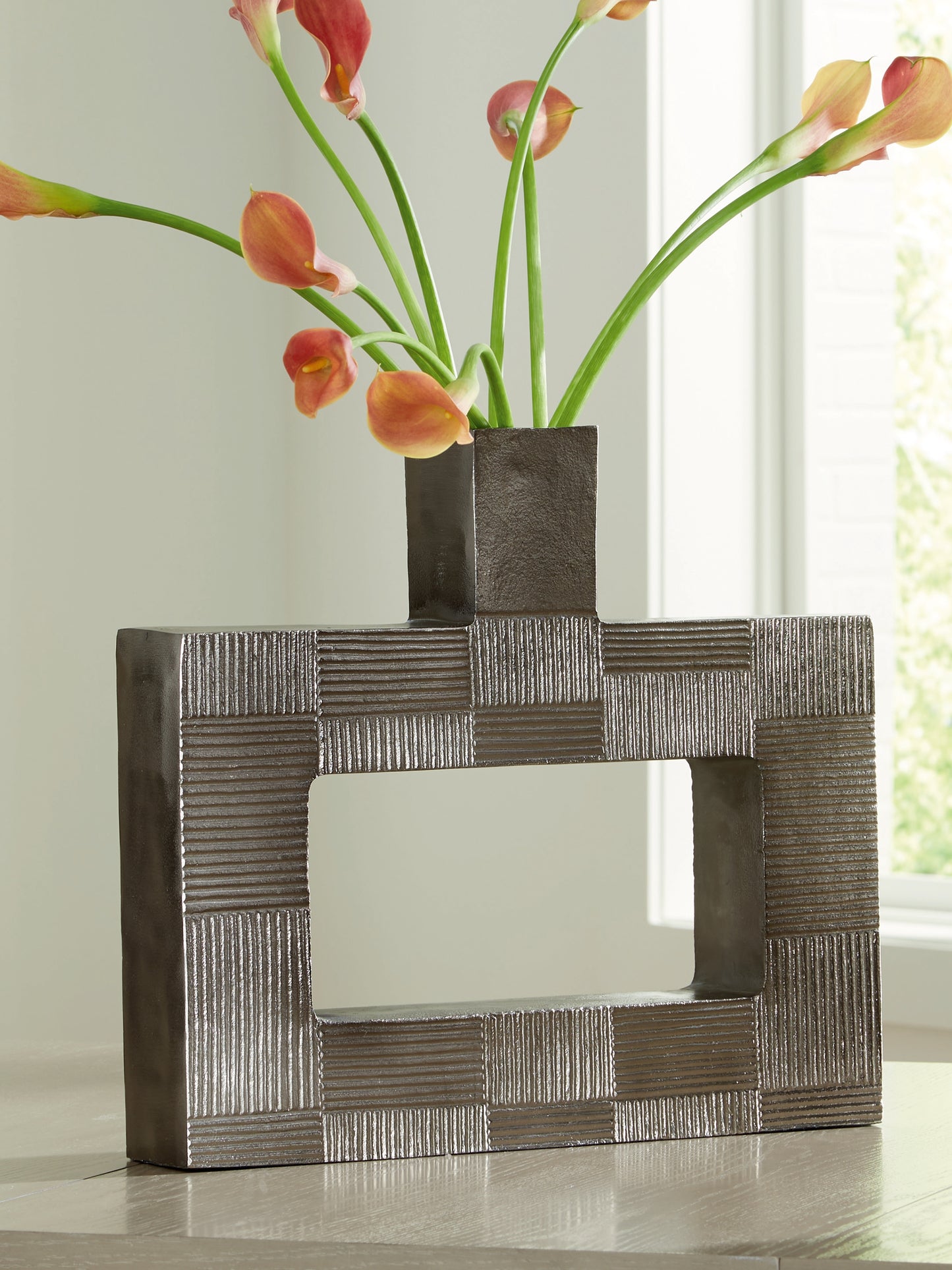 Auburndale Furniture Outlet - Ashley Furniture - Wrengrove Vase - Vase / Antique Nickel Finish - A2000753