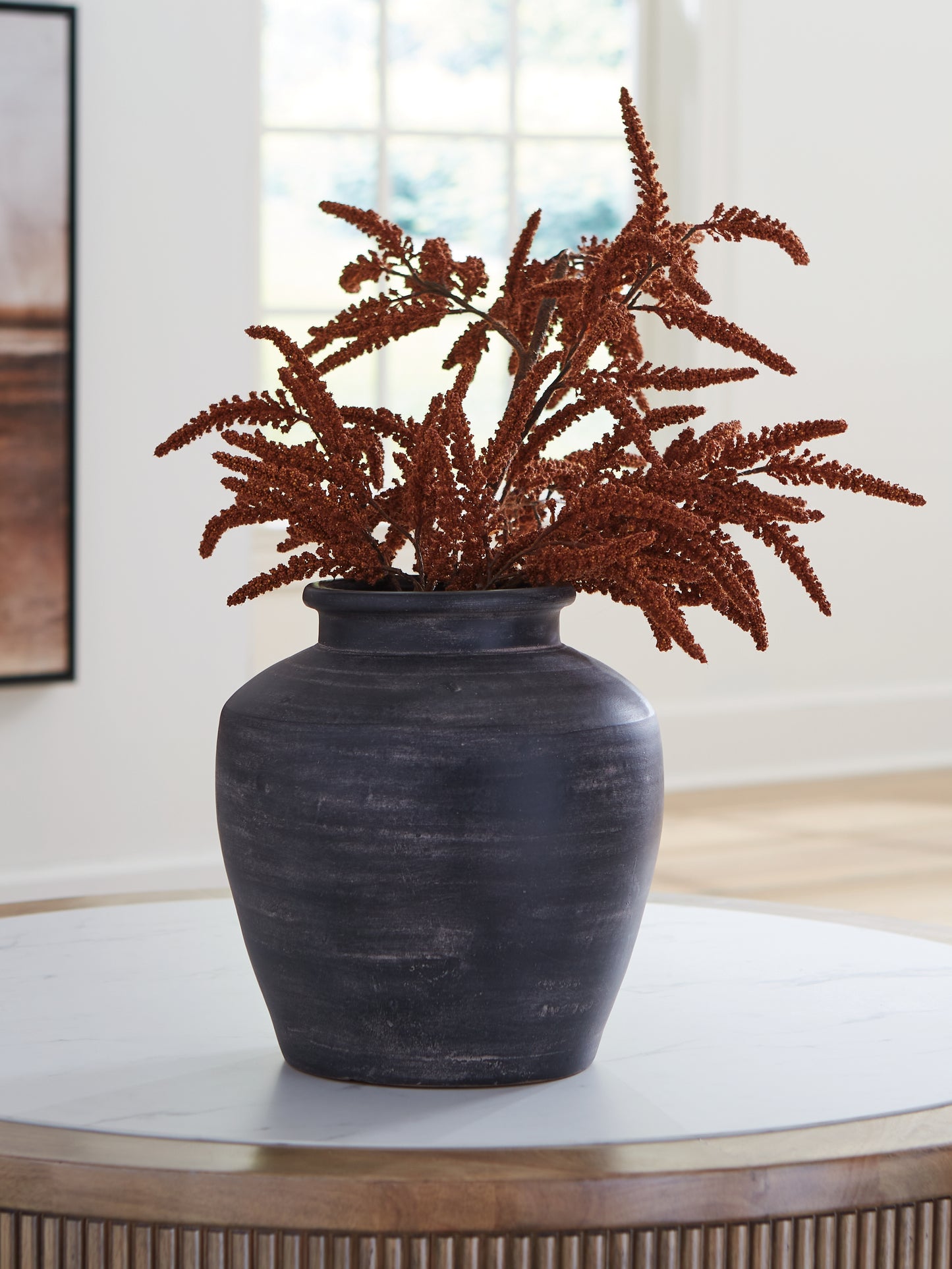 Auburndale Furniture Outlet - Ashley Furniture - Meadie Vase - Vase / Distressed Black - A2000791