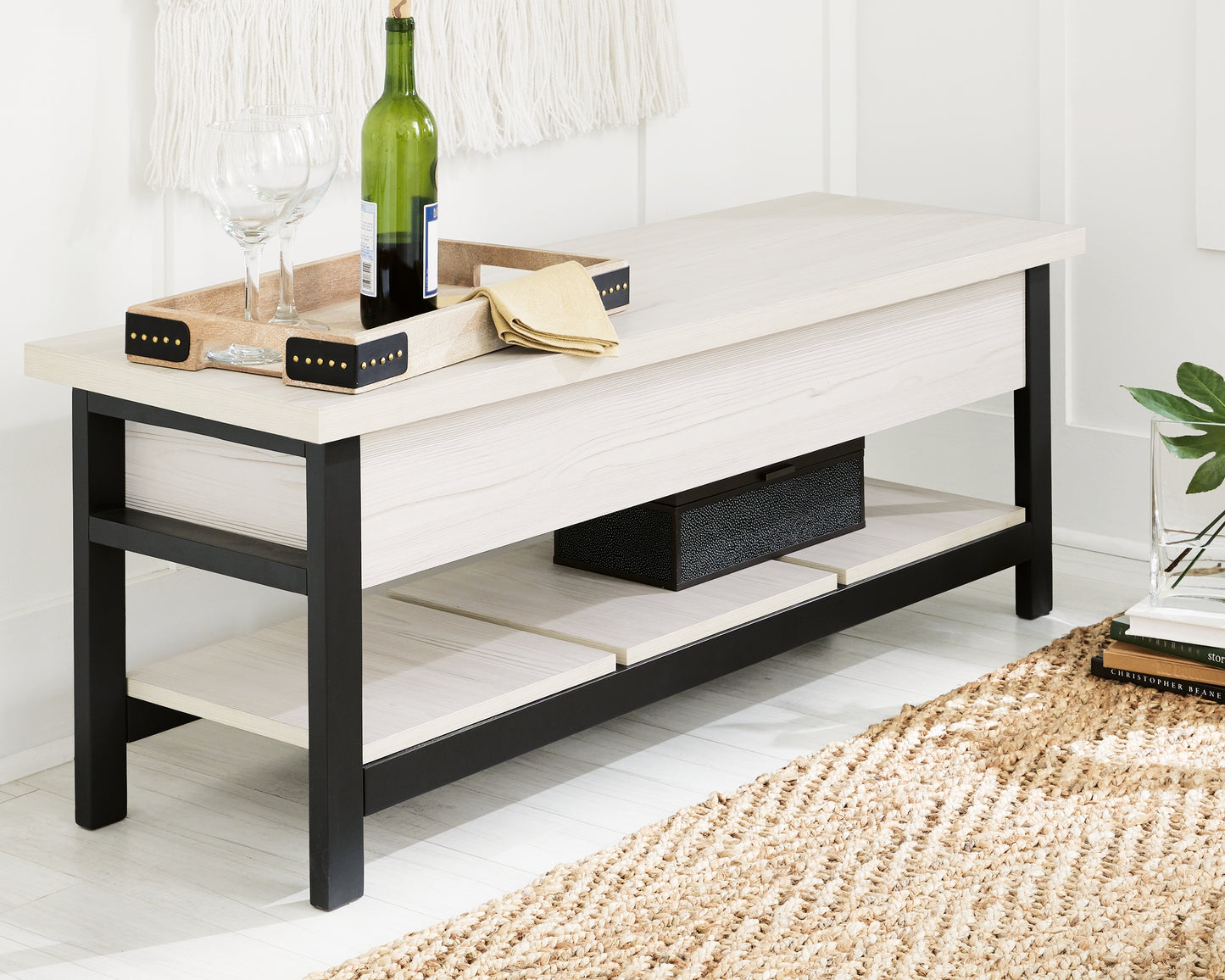 Auburndale Furniture Outlet - Ashley Furniture - Rhyson Storage Bench - Storage Bench / White / 48"W x 16"D x 18"H - A3000312