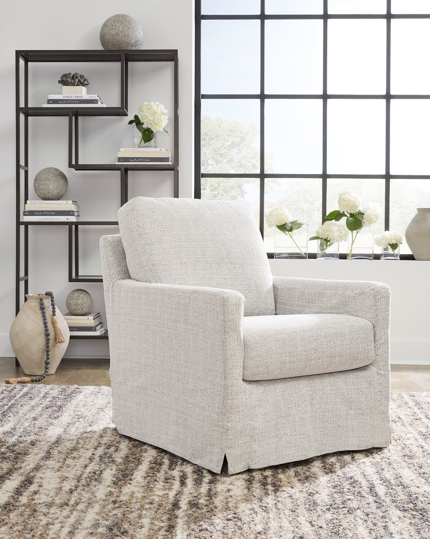 Auburndale Furniture Outlet - Ashley Furniture - Nenana Next-Gen Nuvella Swivel Glider Accent Chair - Swivel Glider Accent Chair / Stone - A3000644