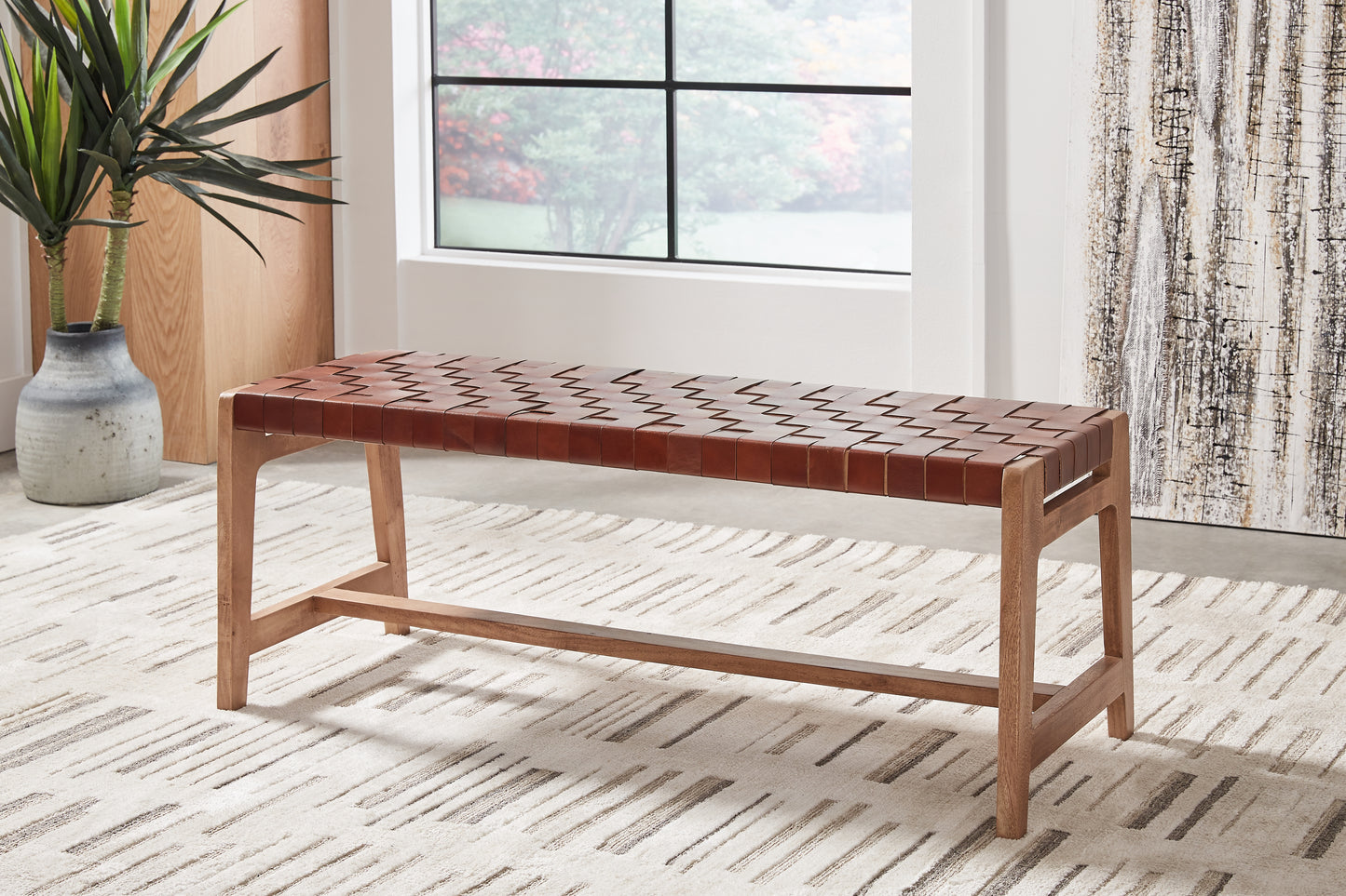 Auburndale Furniture Outlet - Ashley Furniture - Lemmund Accent Bench - Accent Bench / Natural/Brown / 48"W x 16"D x 18"H - A3000682