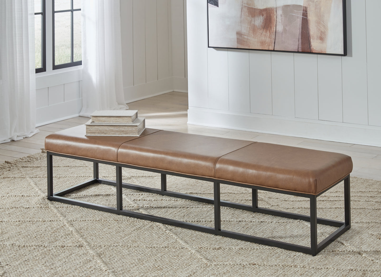Auburndale Furniture Outlet - Ashley Furniture - Joston Accent Bench - Accent Bench / Caramel / 71"W x 19"D x 16"H - A3000693