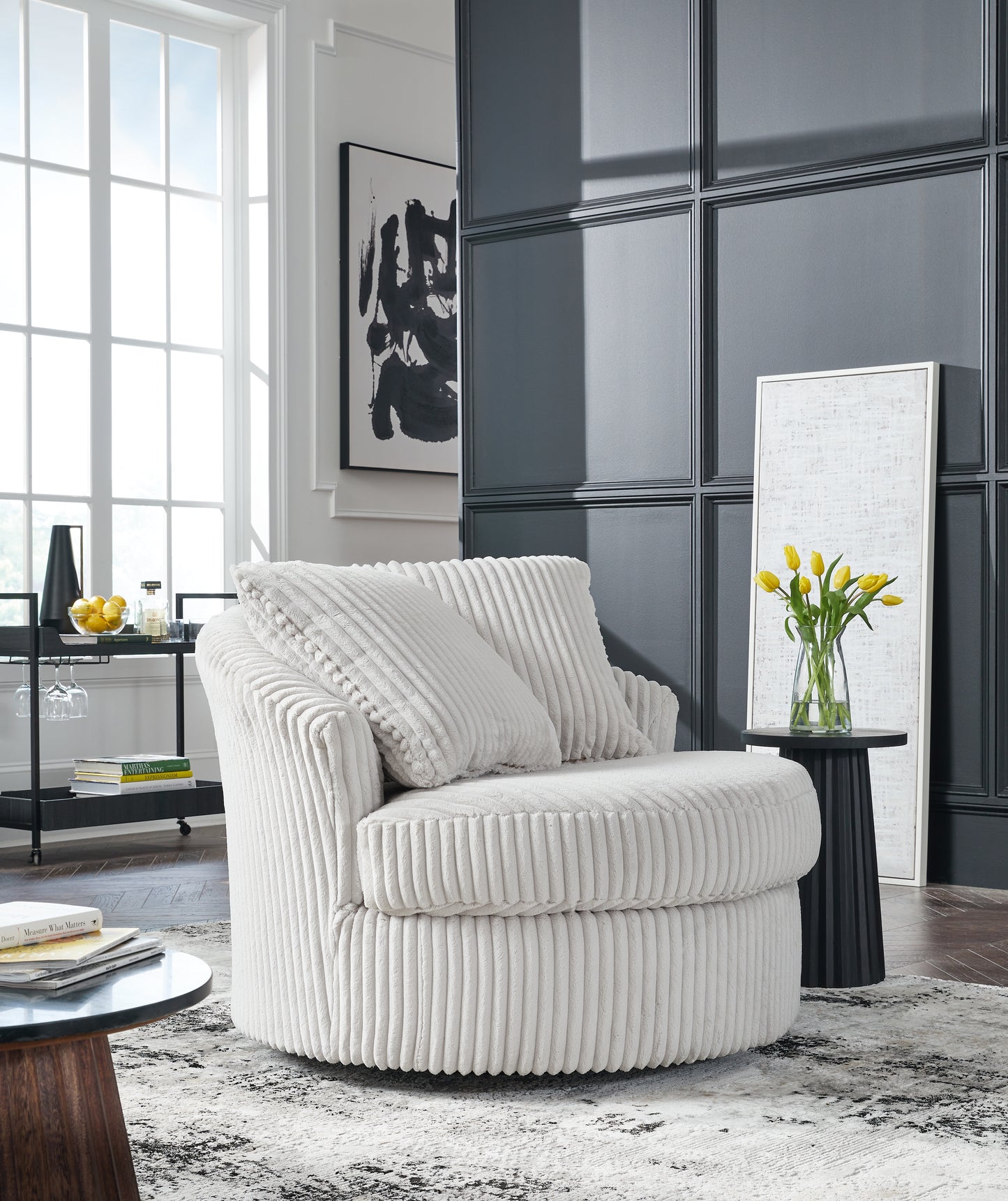 Auburndale Furniture Outlet - Ashley Furniture - Gramwell Swivel Accent Chair - Swivel Accent Chair / Alloy - A3000724