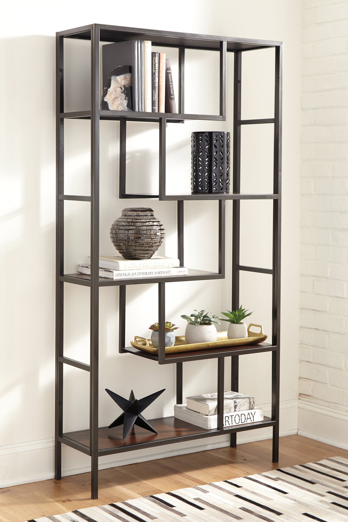 Auburndale Furniture Outlet - Ashley Furniture - Frankwell Bookcase - Bookcase / Brown/Black - A4000021