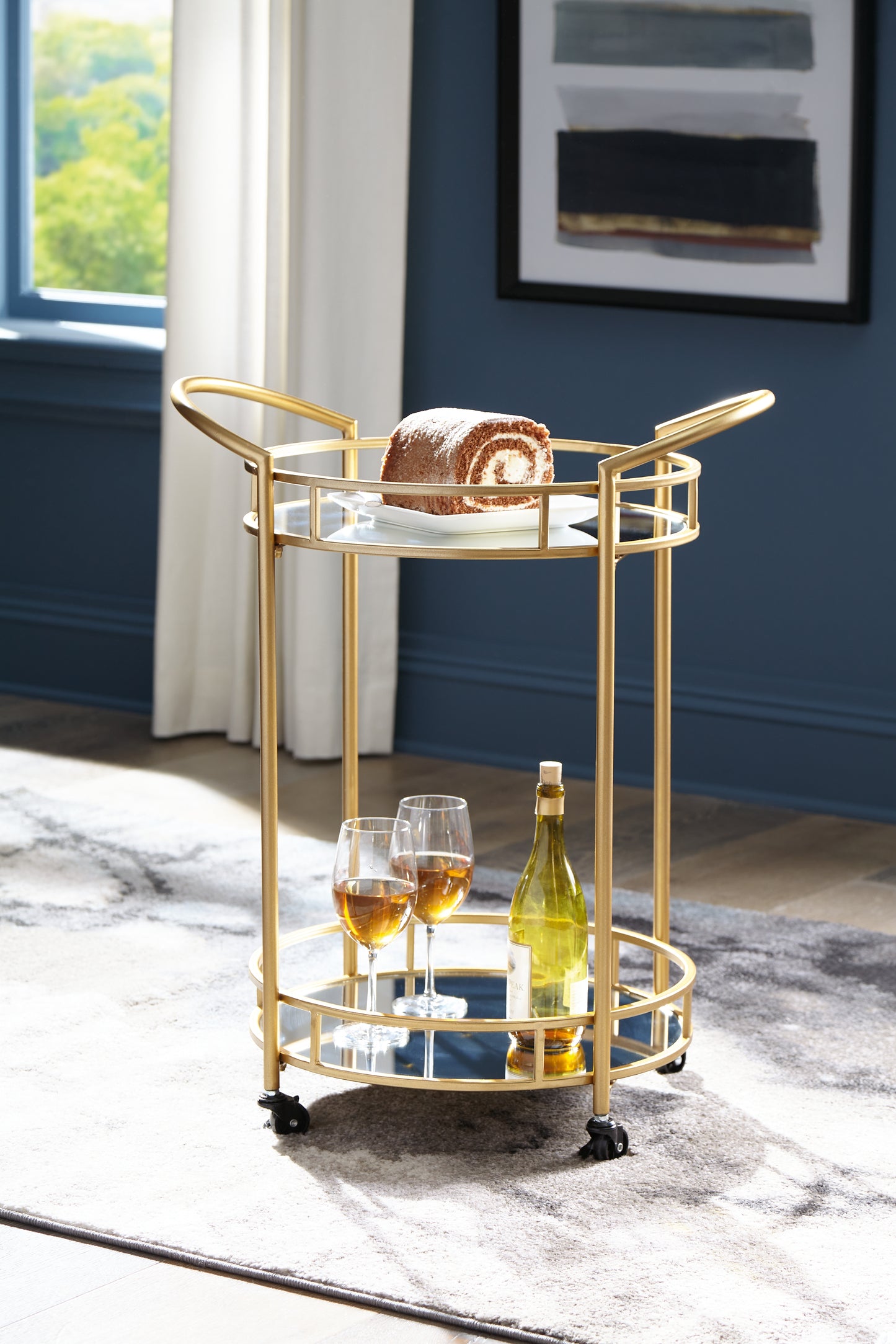 Auburndale Furniture Outlet - Ashley Furniture - Wynora Bar Cart - Bar Cart / Gold - A4000099