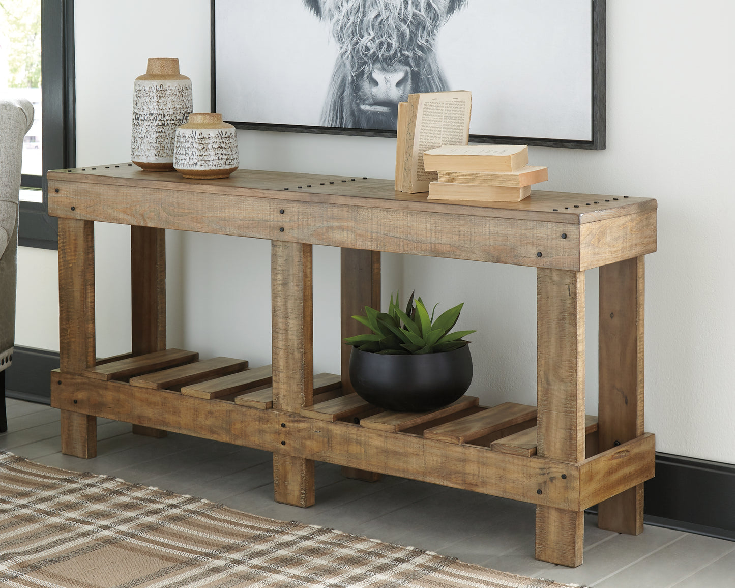 Auburndale Furniture Outlet - Ashley Furniture - Susandeer Sofa/Console Table - Console Sofa Table / Brown - A4000219