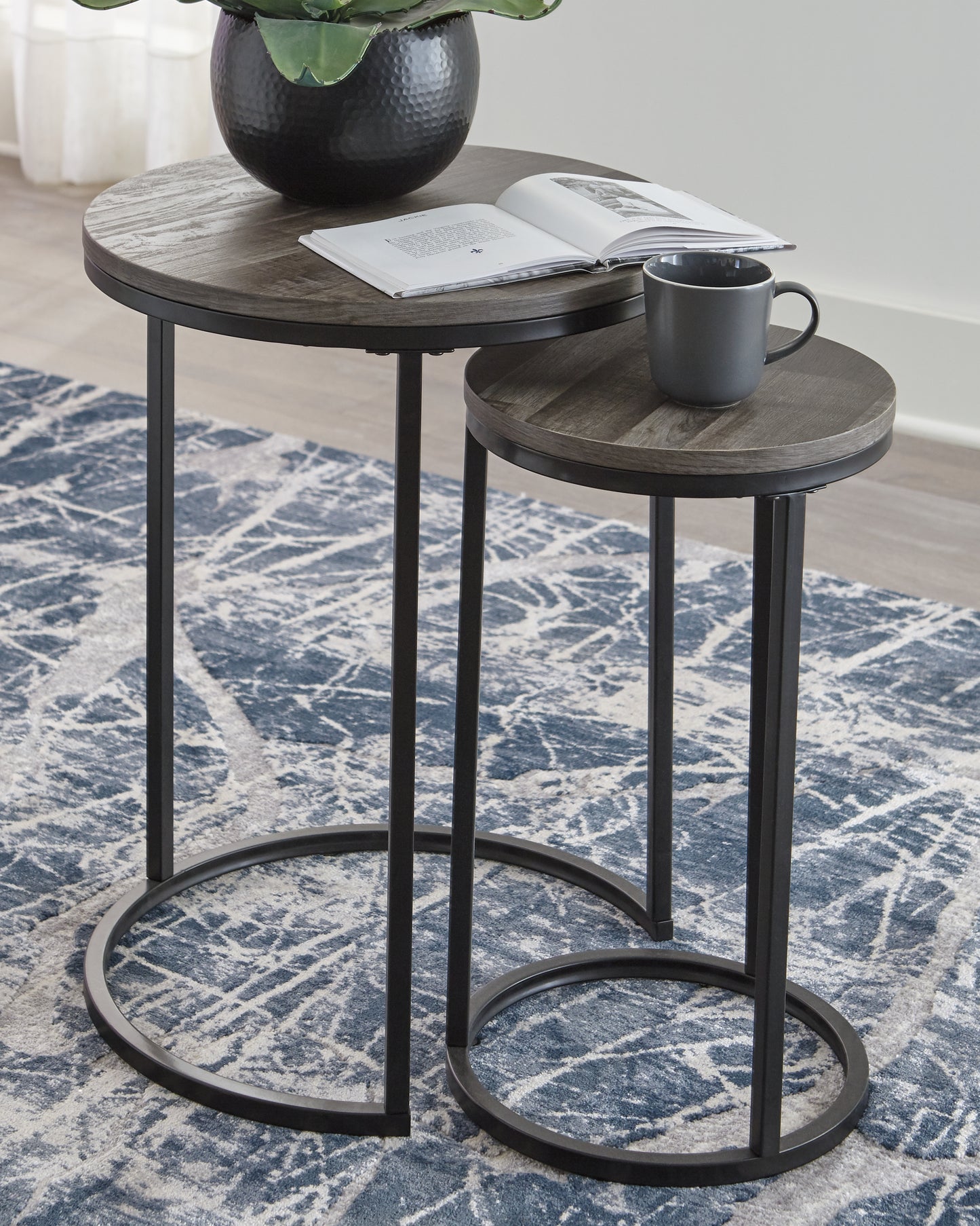 Auburndale Furniture Outlet - Ashley Furniture - Briarsboro Accent Table (Set of 2) - Accent Table Set (Set of 2) / Black/Gray - A4000231