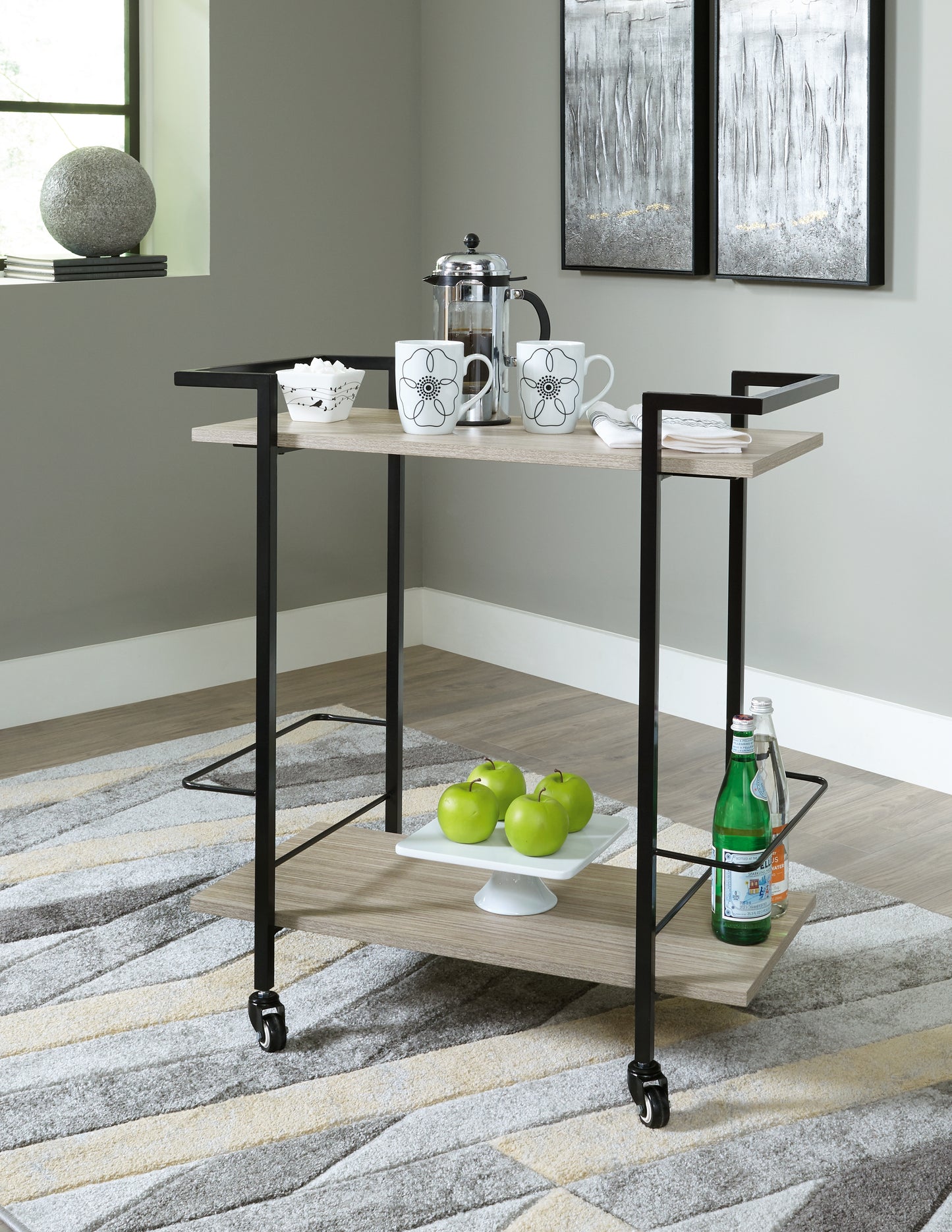 Auburndale Furniture Outlet - Ashley Furniture - Waylowe Bar Cart - Bar Cart / Brown/Black - A4000389
