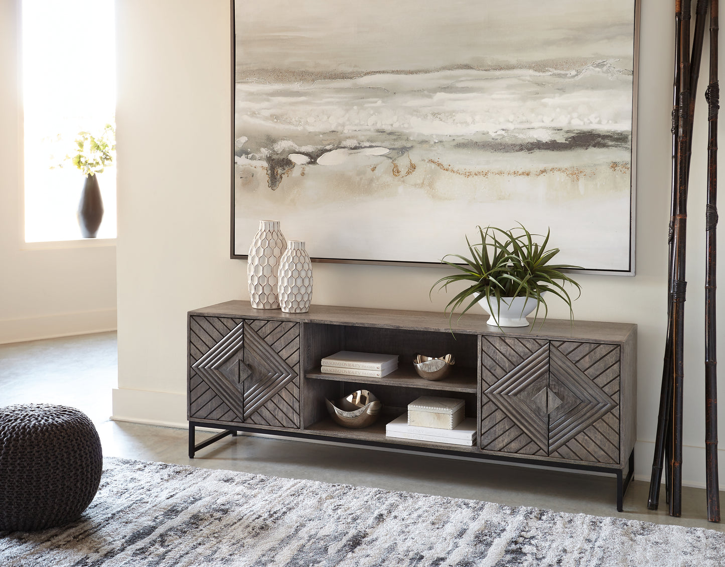 Auburndale Furniture Outlet - Ashley Furniture - Treybrook Accent Cabinet - Accent Cabinet / Distressed Gray - A4000512