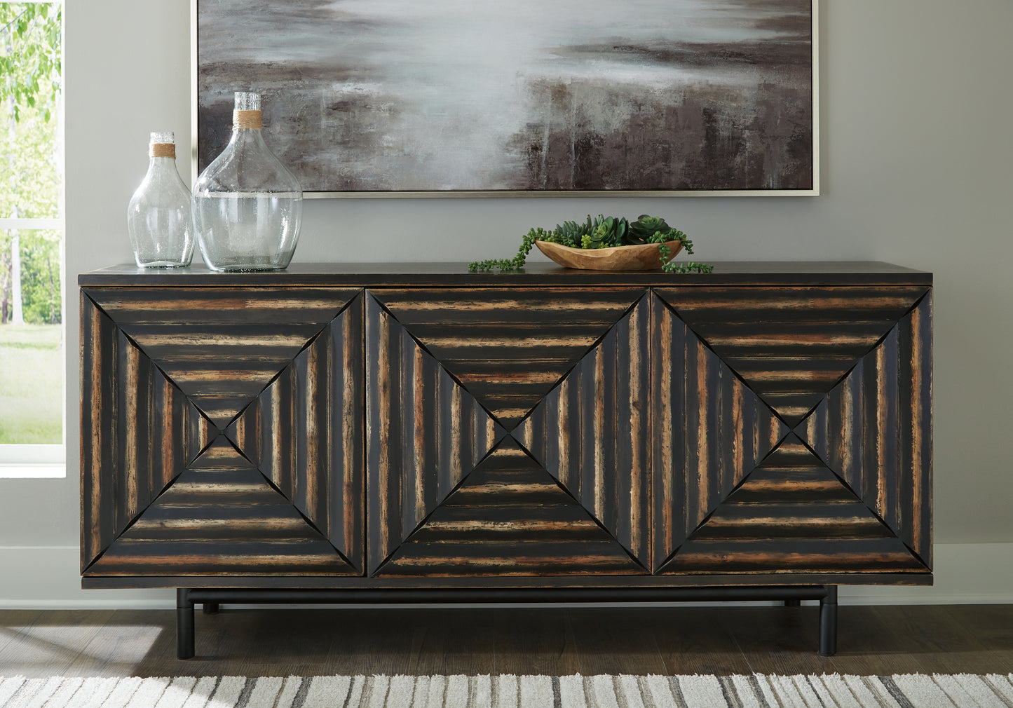 Auburndale Furniture Outlet - Ashley Furniture - Fair Ridge Accent Cabinet - Accent Cabinet / Distressed Black - A4000573