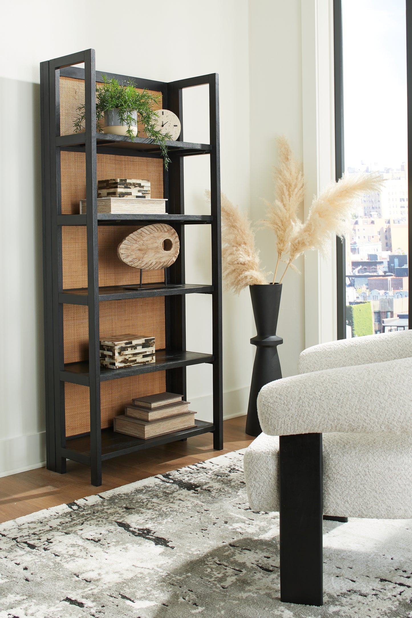 Auburndale Furniture Outlet - Ashley Furniture - Abyard Bookcase - Bookcase / Black/Natural - A4000574