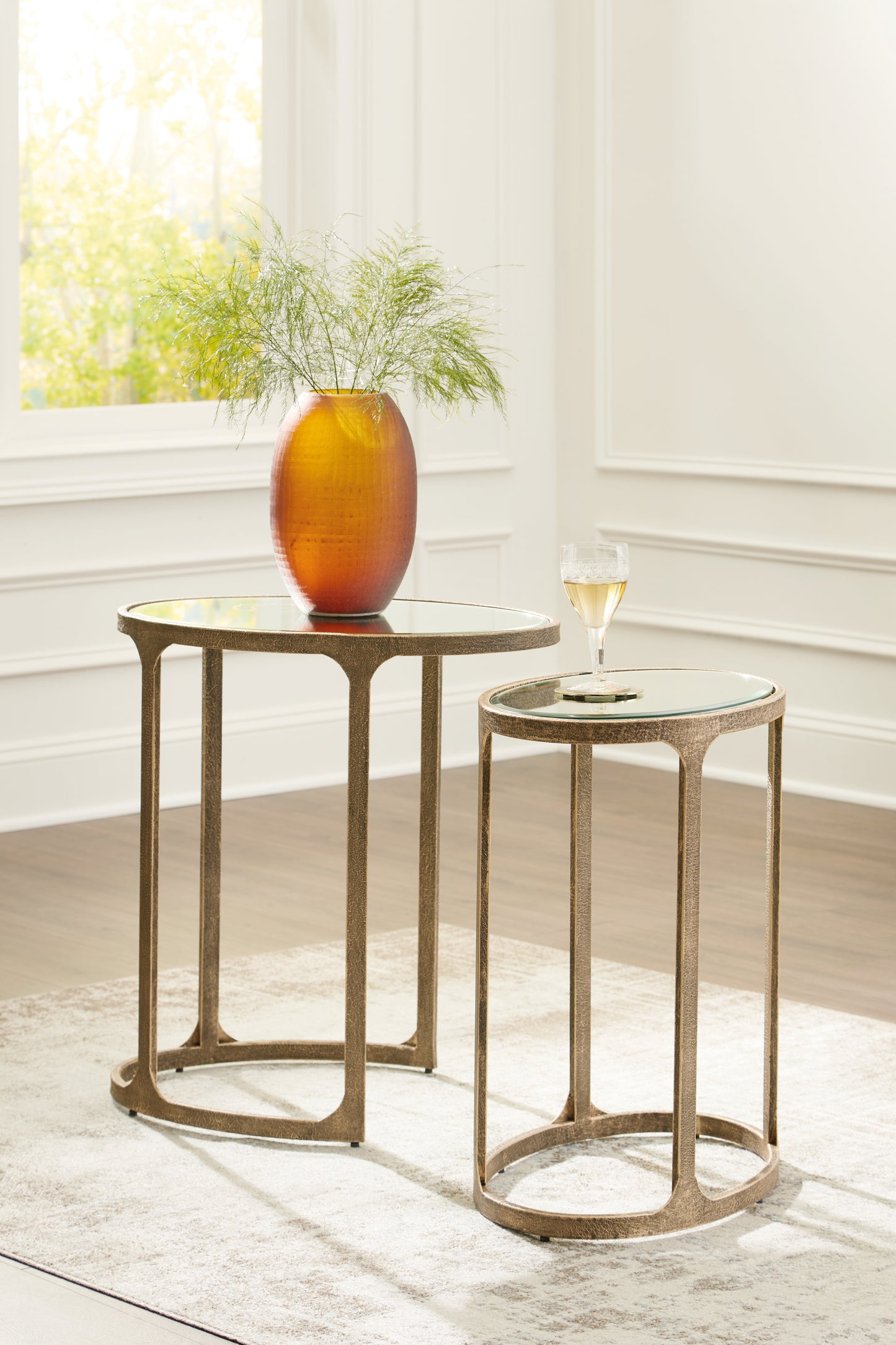Auburndale Furniture Outlet - Ashley Furniture - Irmaleigh Accent Table (Set of 2) - Accent Table Set (Set of 2) / Antique Gold Finish - A4000624