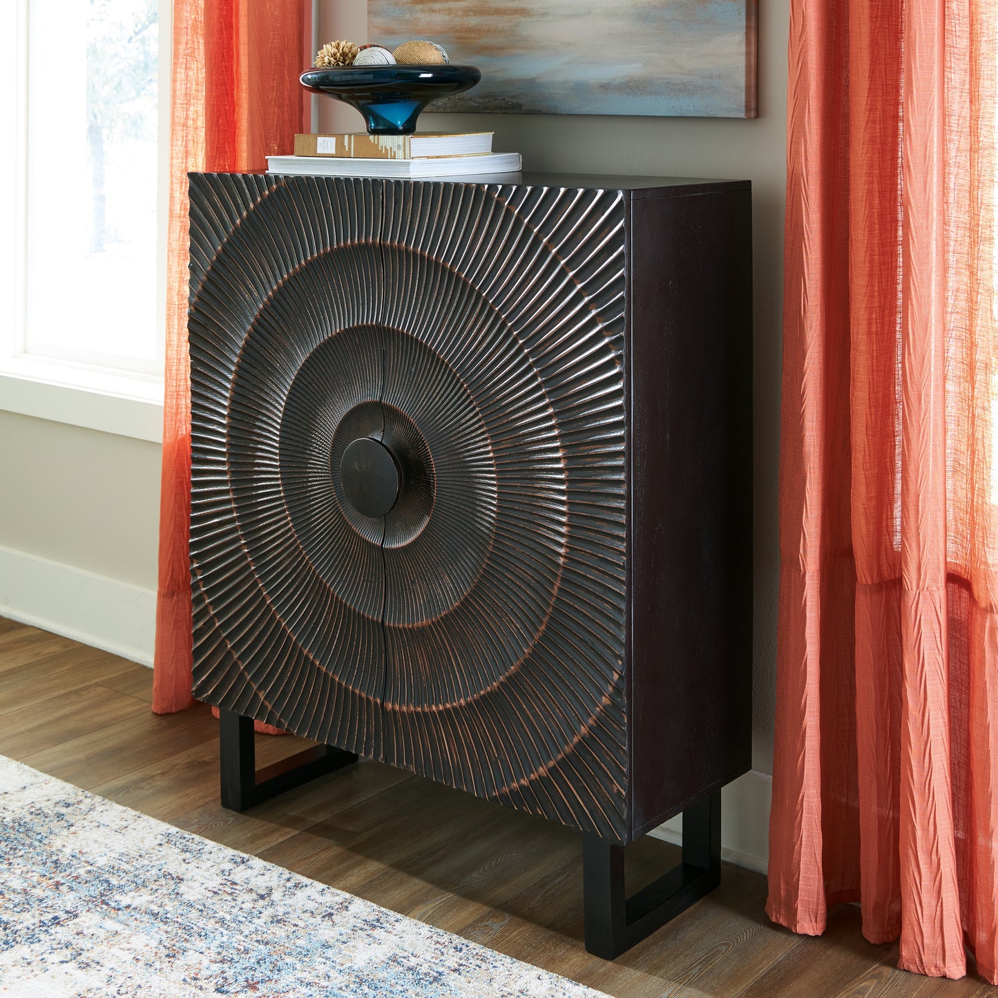 Auburndale Furniture Outlet - Ashley Furniture - Fosterman Accent Cabinet - Accent Cabinet / Distressed Black - A4000660