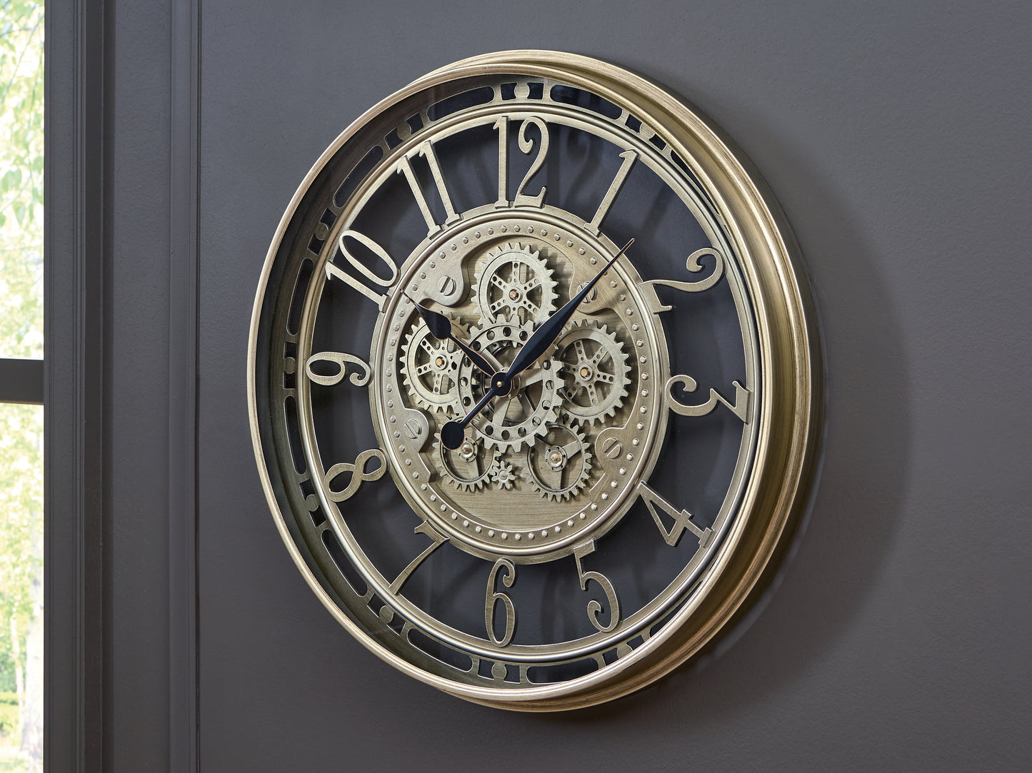 Auburndale Furniture Outlet - Ashley Furniture - Gilover Wall Decor - Wall Clock / Champagne Finish - A8010386
