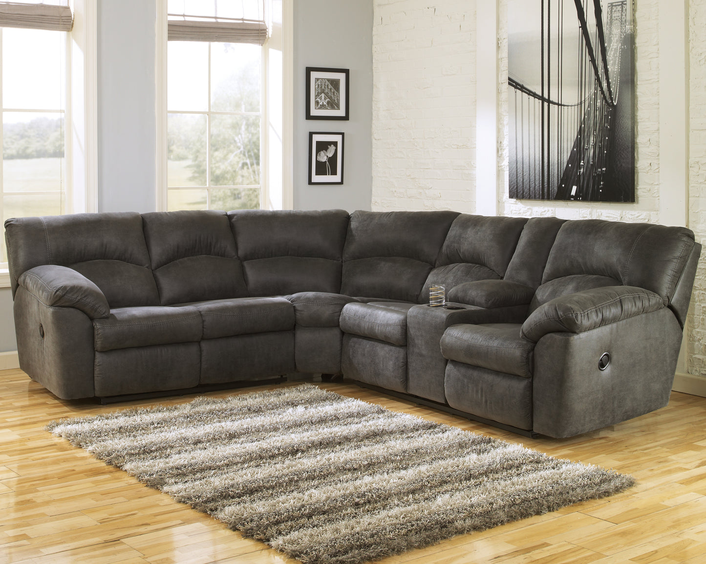 Auburndale Furniture Outlet - Ashley Furniture - Tambo Sectional - 2-Piece Reclining Sectional / Canyon - 27802S1