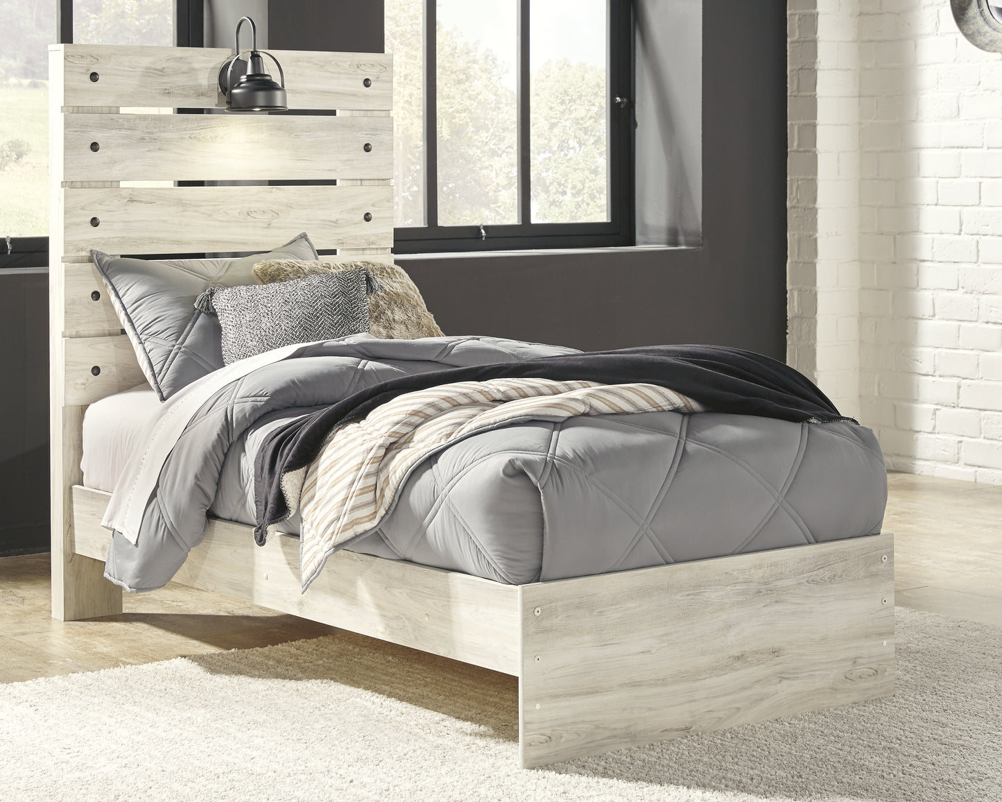 Auburndale Furniture Outlet - Ashley Furniture - Cambeck Bedroom - Twin Panel Bed / Whitewash - B192B2