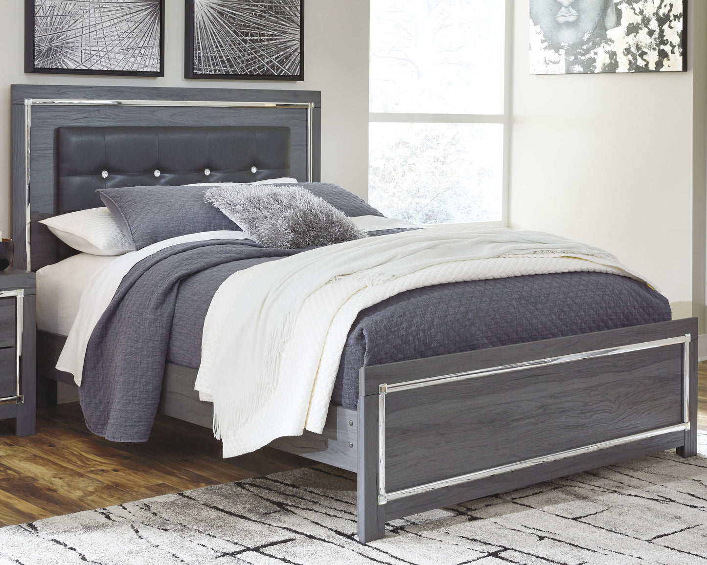 Auburndale Furniture Outlet - Ashley Furniture - Lodanna Bedroom - Queen Panel Bed / Gray - B214B2