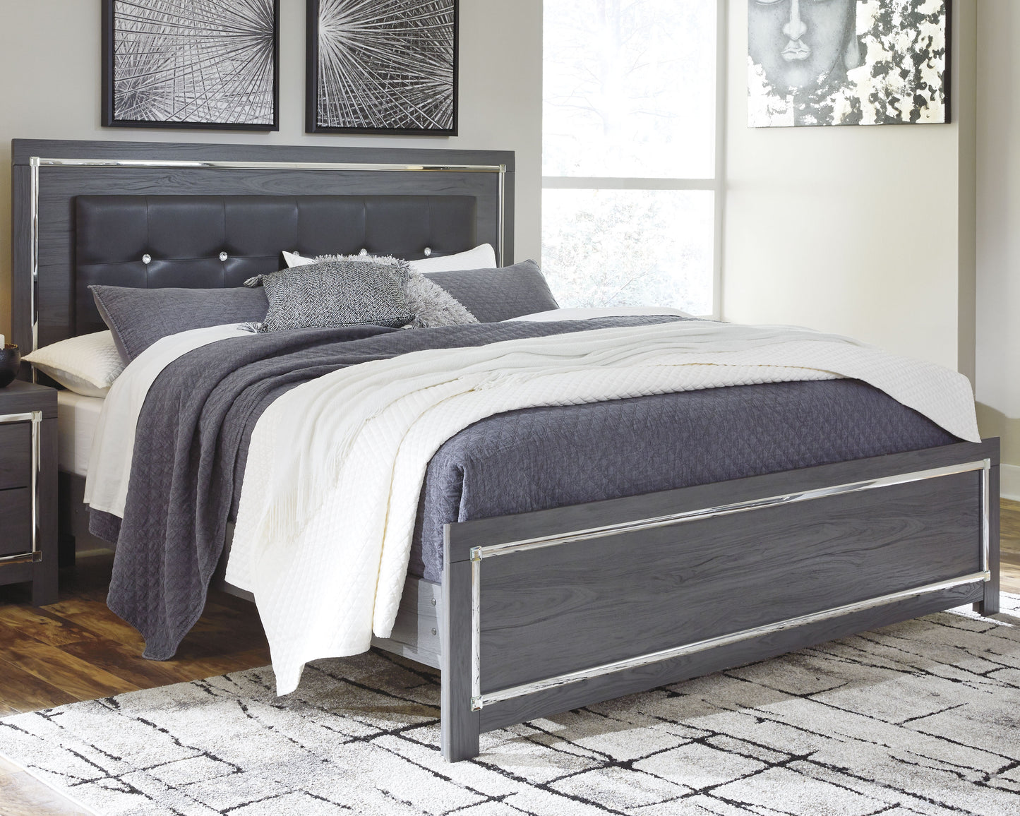 Auburndale Furniture Outlet - Ashley Furniture - Lodanna Bedroom - King Panel Bed / Gray - B214B10