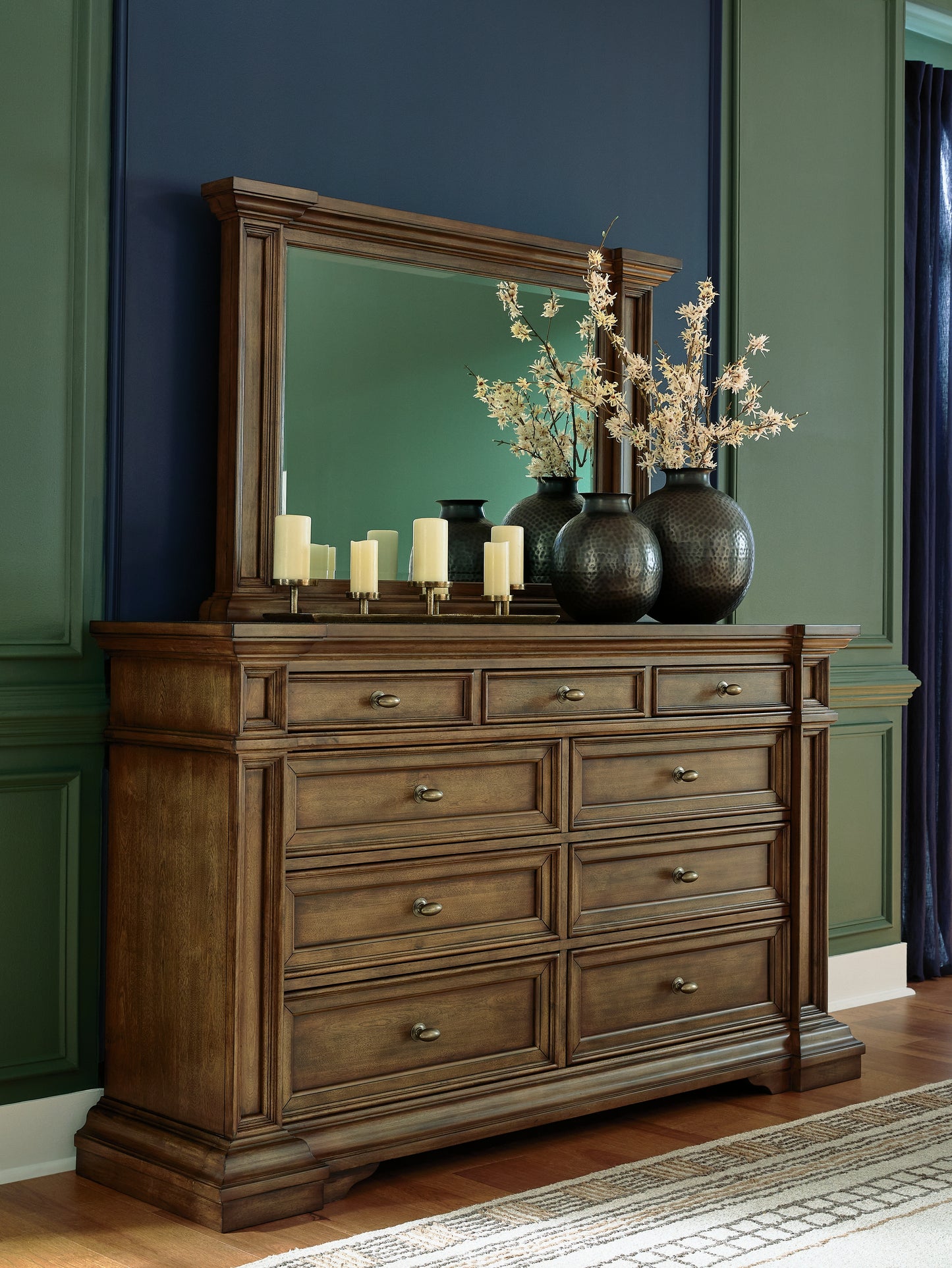 Auburndale Furniture Outlet - Ashley Furniture - Frantanna Bedroom - Dresser and Mirror / Brown - PCB949B1