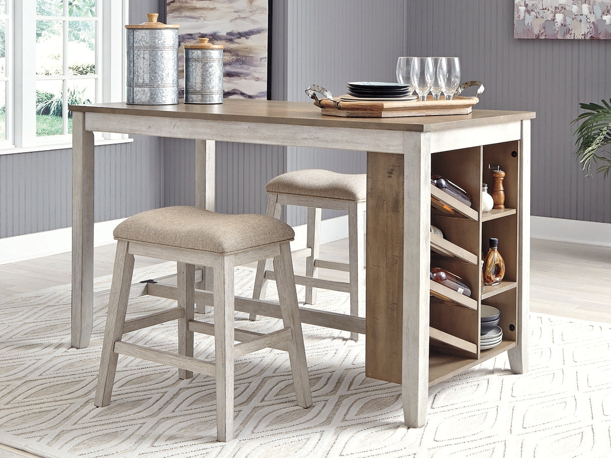 Auburndale Furniture Outlet - Ashley Furniture - Skempton Dining Room - RECT Counter Table w/Storage / White/Light Brown - D394-32