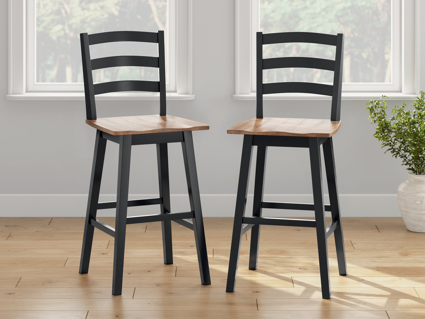 Auburndale Furniture Outlet - Ashley Furniture - Wildenauer Dining Room - Bar Height Barstool (Set of 2) / Brown/Black - D634-230X2