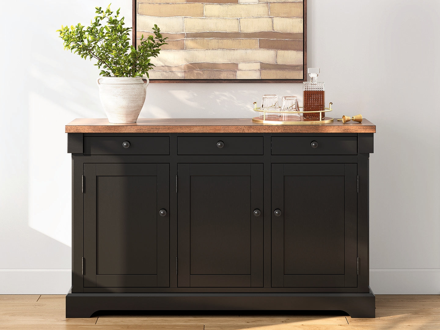Auburndale Furniture Outlet - Ashley Furniture - Wildenauer Dining Room - Dining Room Buffet / Brown/Black - D634-80