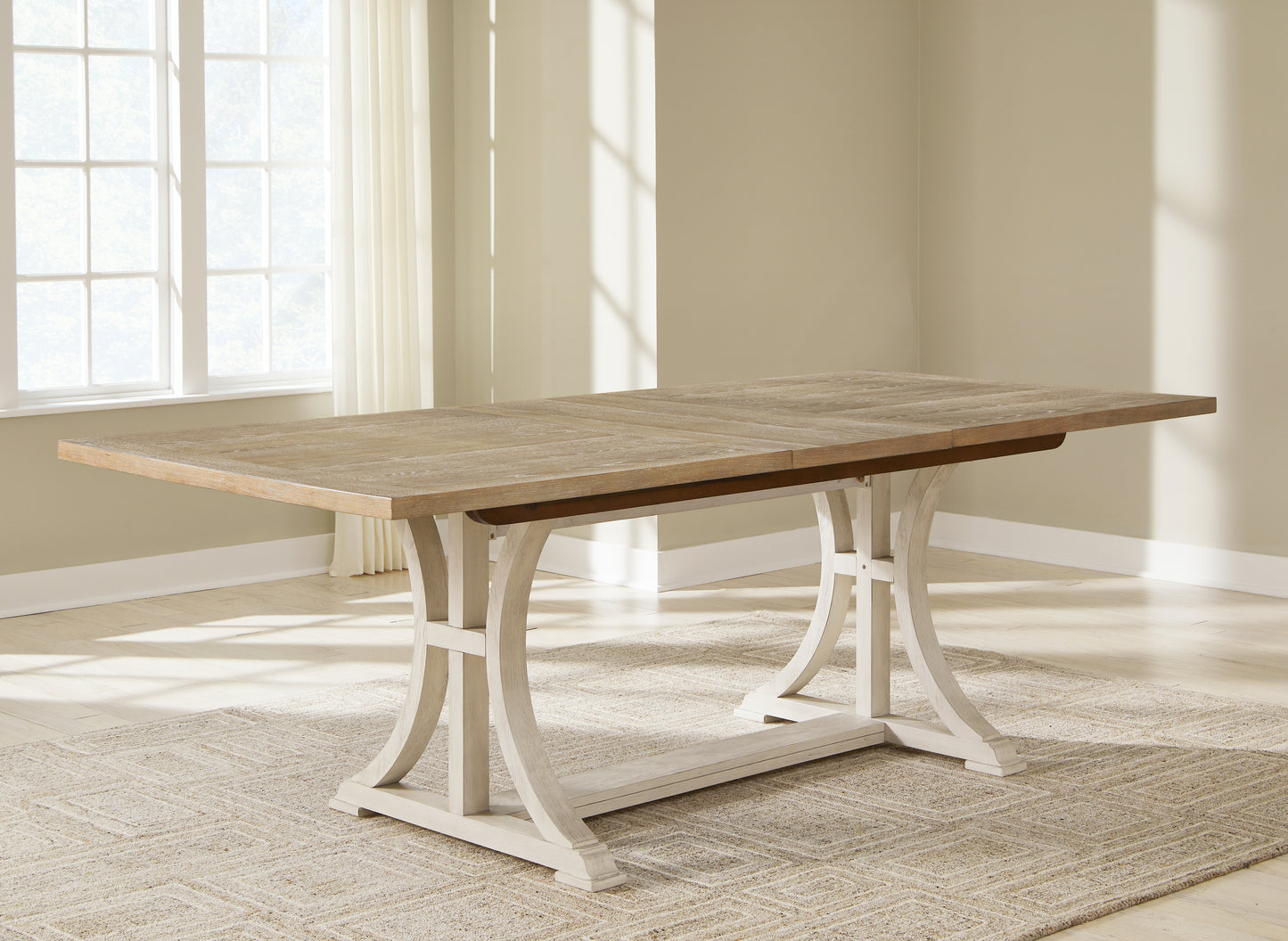 Auburndale Furniture Outlet - Ashley Furniture - Shaybrock Dining Room - RECT Dining Room EXT Table / Antique White/Brown - D683-35