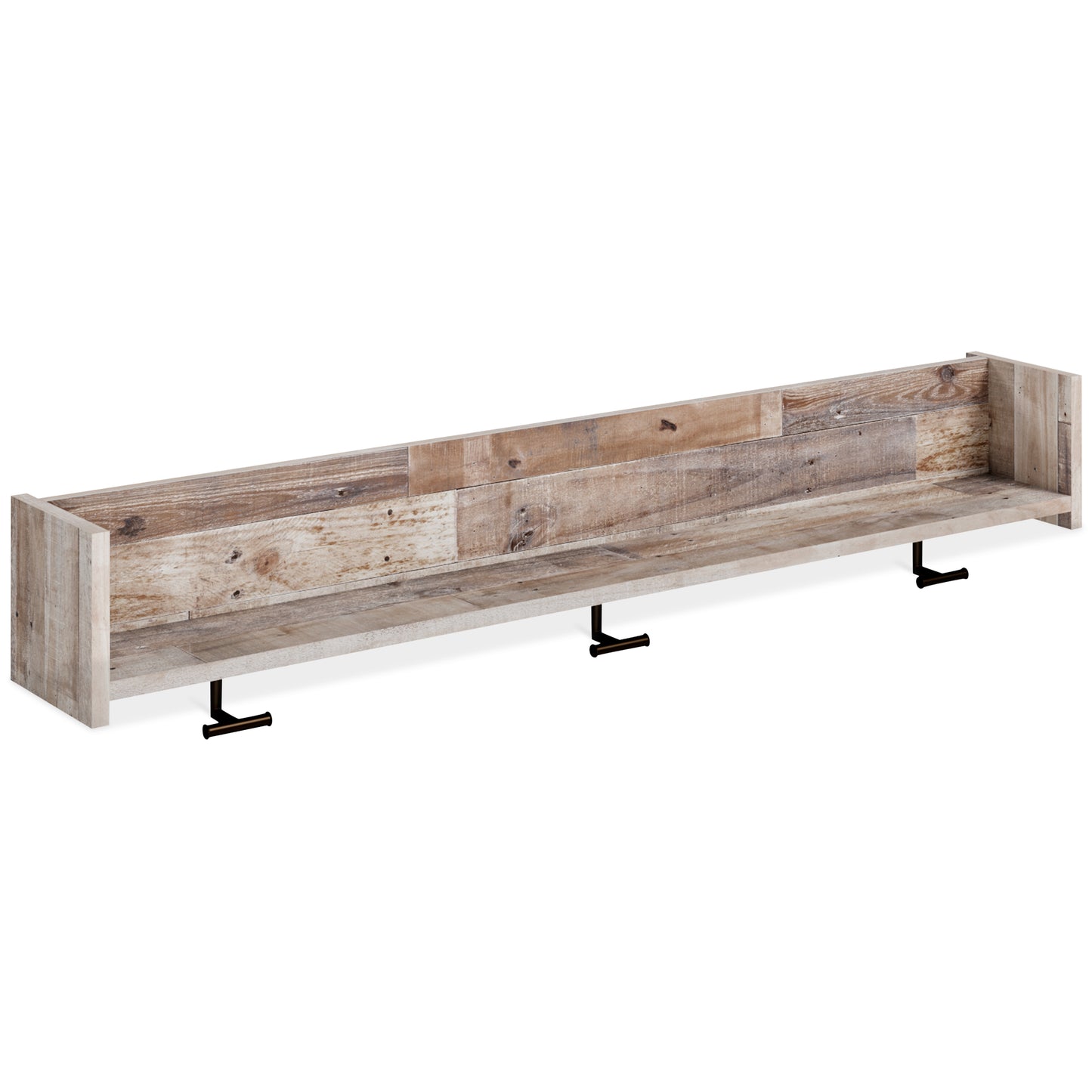 Auburndale Furniture Outlet - Ashley Furniture - Neilsville Wall Decor - Wall Mounted Coat Rack w/Shelf / Whitewash - EA2320-151