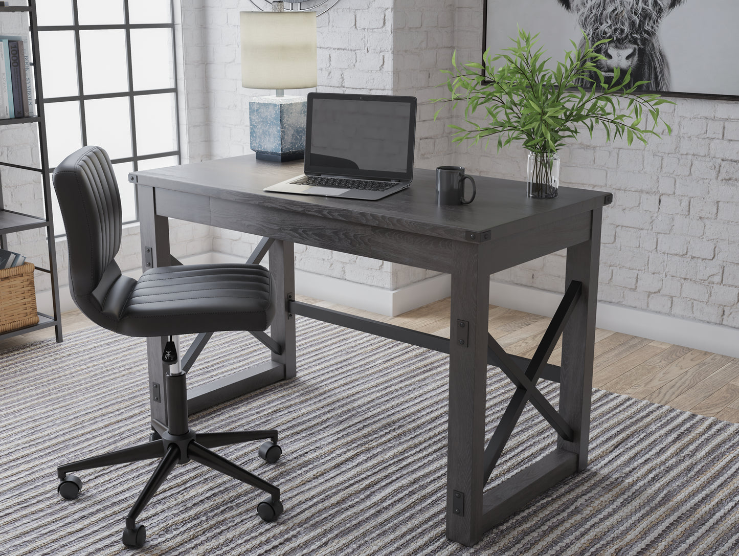 Auburndale Furniture Outlet - Ashley Furniture - Freedan Office Desk - Home Office Desk / Grayish Brown - H286-26