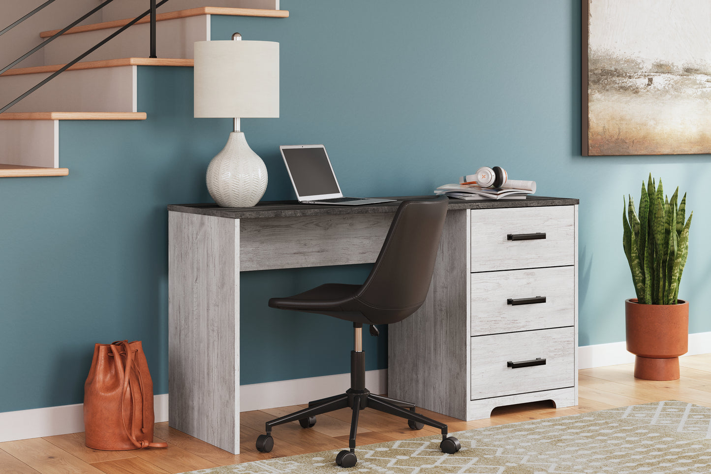 Auburndale Furniture Outlet - Ashley Furniture - Shawburn Office Desk - Home Office Desk / White/Dark Charcoal Gray - H4121-34