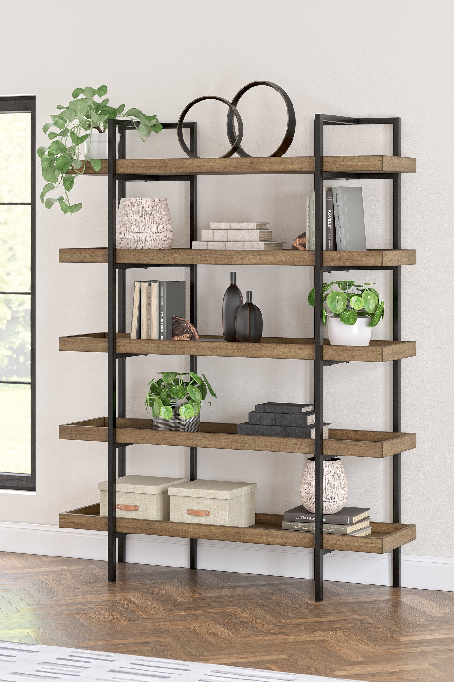 Auburndale Furniture Outlet - Ashley Furniture - Montia Bookcase - Bookcase / Light Brown - H632-70