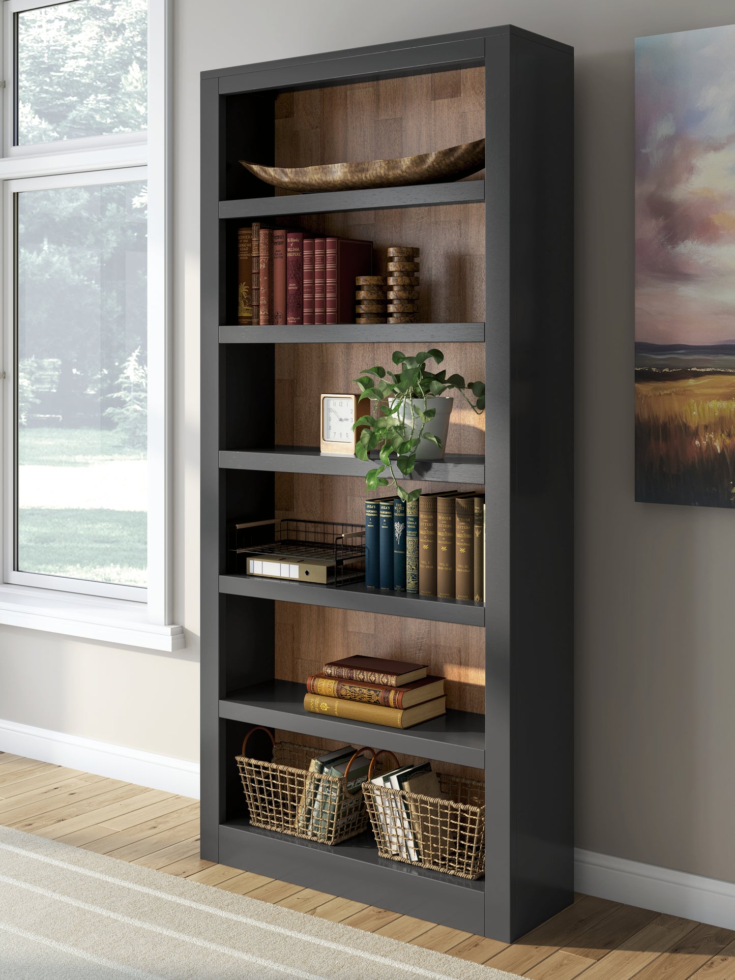 Auburndale Furniture Outlet - Ashley Furniture - Wildenauer Bookcase - Bookcase / Brown/Black - H664-70