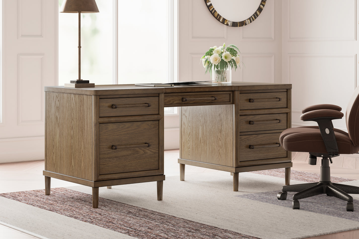Auburndale Furniture Outlet - Ashley Furniture - Roanhowe Office Desk - Home Office Desk / Brown - H769-21