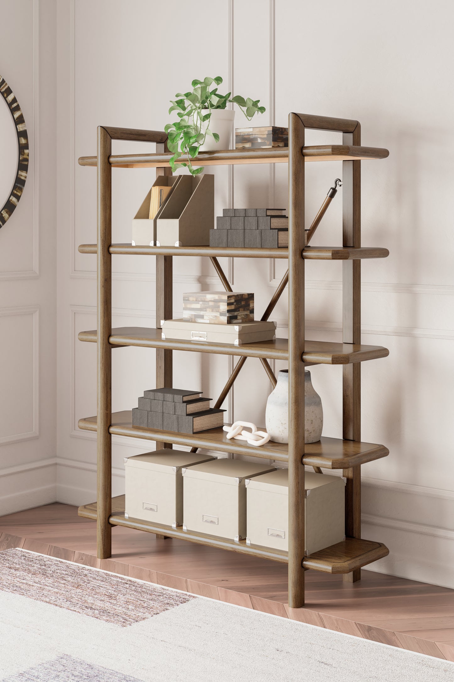 Auburndale Furniture Outlet - Ashley Furniture - Roanhowe Bookcase - Bookcase / Brown - H769-70