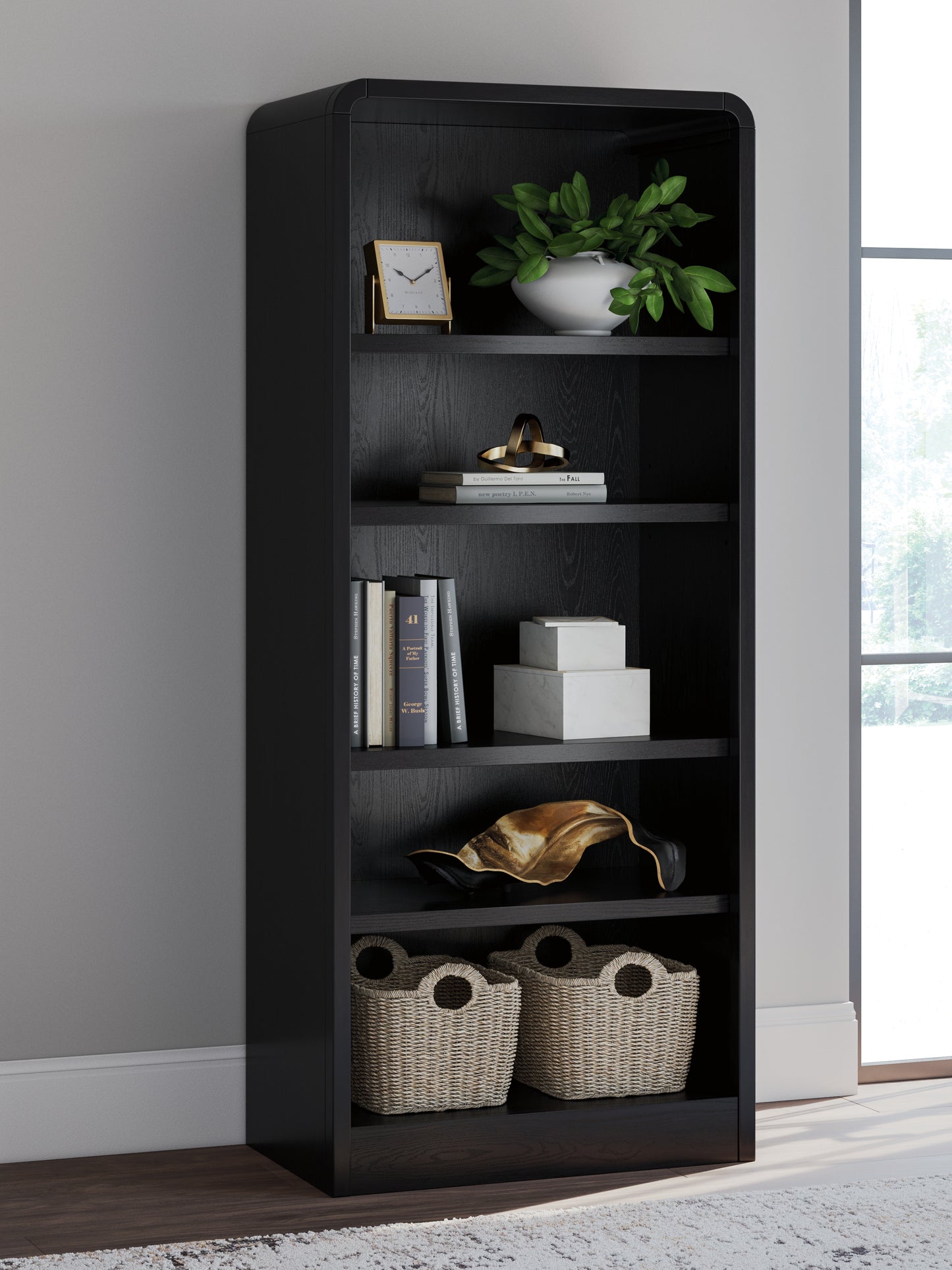 Auburndale Furniture Outlet - Ashley Furniture - Rowanbeck Bookcase - Large Bookcase / Black - H821-17