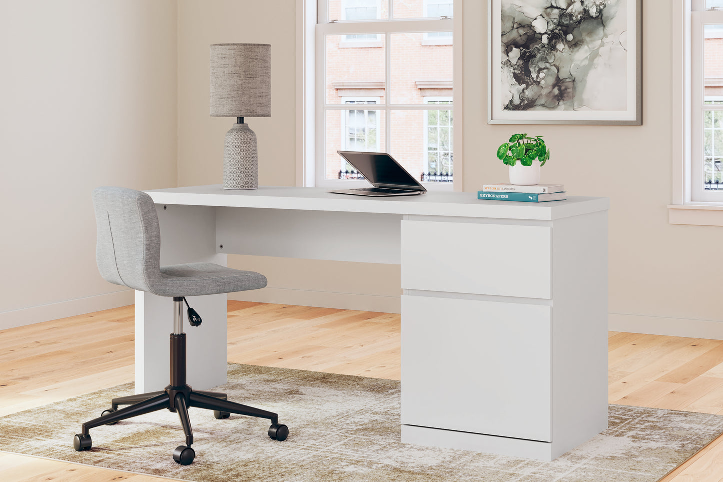 Auburndale Furniture Outlet - Ashley Furniture - Onita Office Desk - Home Office Desk / White - H9630-134