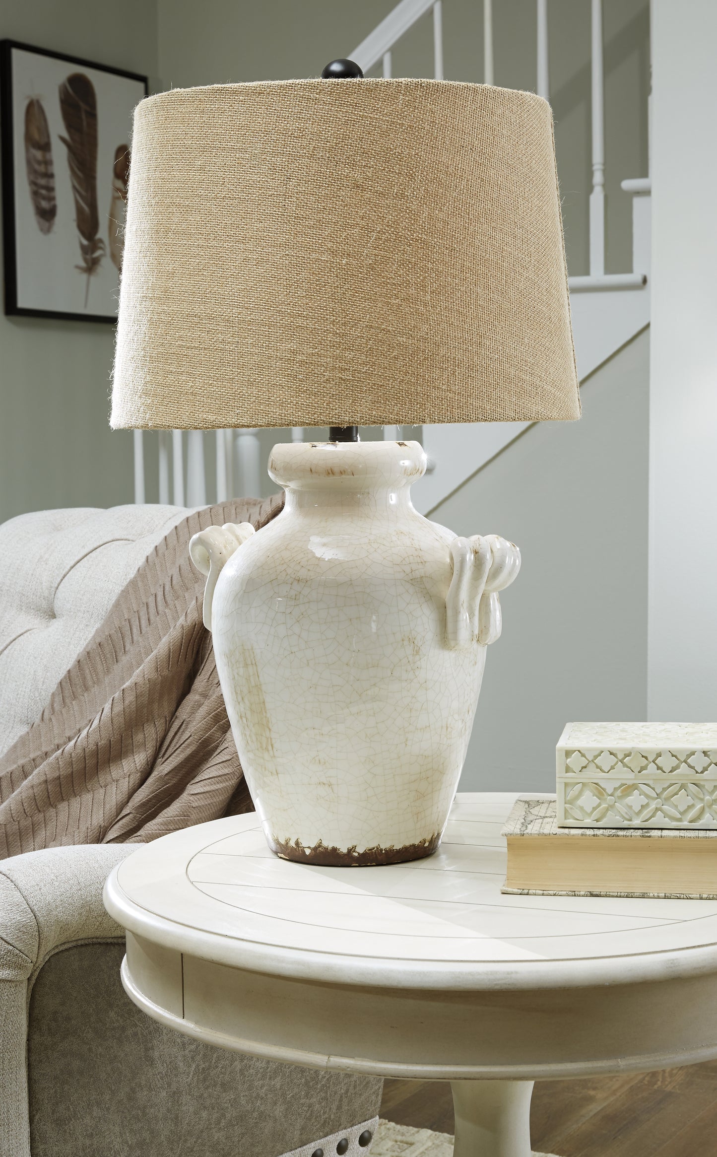 Auburndale Furniture Outlet - Ashley Furniture - Emelda Lighting - Table Lamp (Set of 2) / Cream - L100664X2