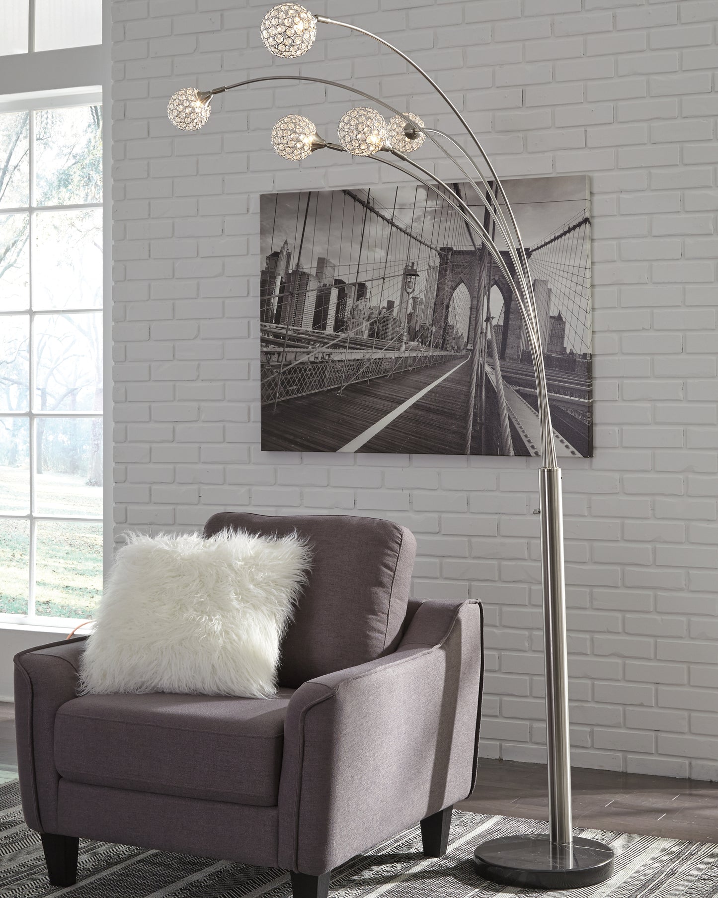 Auburndale Furniture Outlet - Ashley Furniture - Winter Lighting - Metal Arc Lamp (1/CN) / Silver Finish - L725089