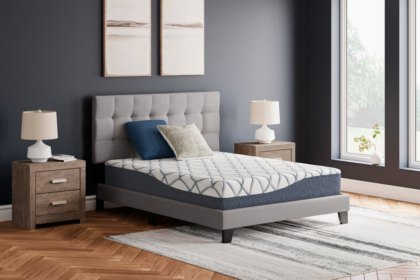 Auburndale Furniture Outlet - Ashley Furniture - 10 Inch Chime Elite 2.0 Mattresses - King / White/Blue - M42541