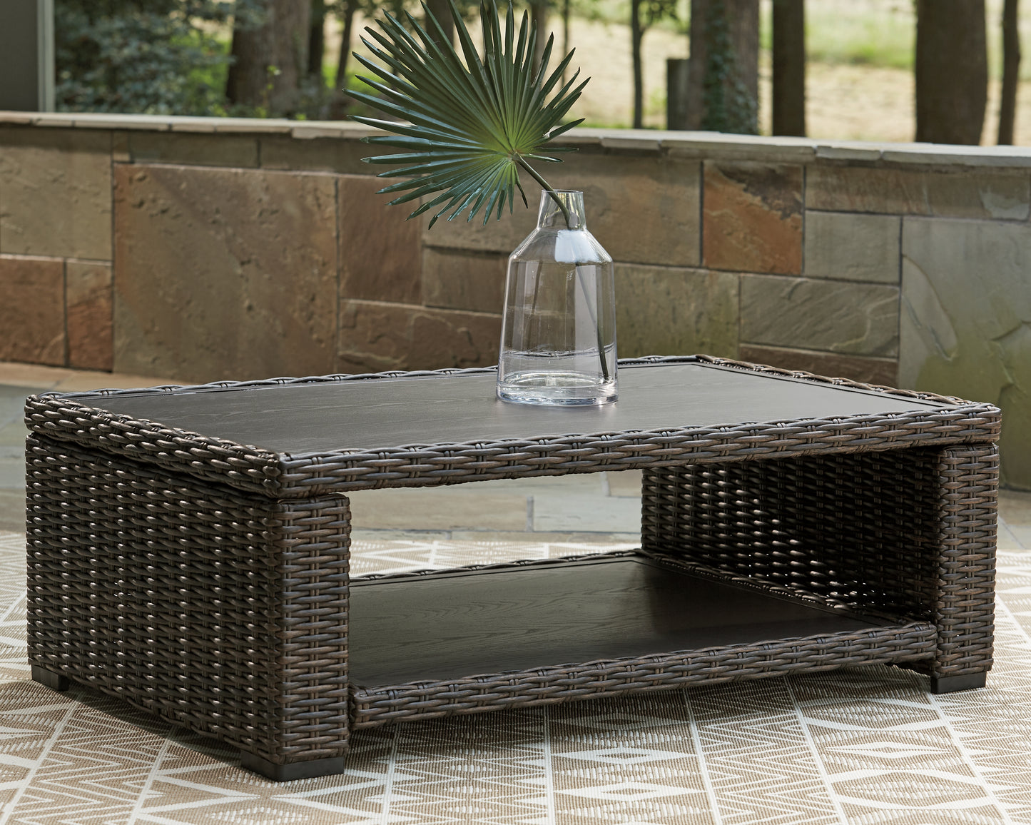Auburndale Furniture Outlet - Ashley Furniture - Grasson Lane Outdoor - Rectangular Cocktail Table / Brown - P783-701