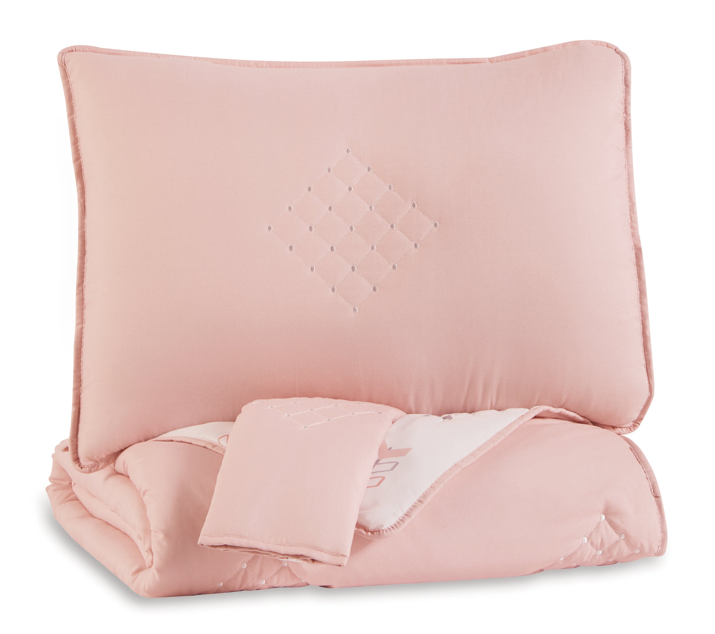 Auburndale Furniture Outlet - Ashley Furniture - Lexann Full Comforter Set - Full Comforter Set / Pink/White/Gray - Q901003F