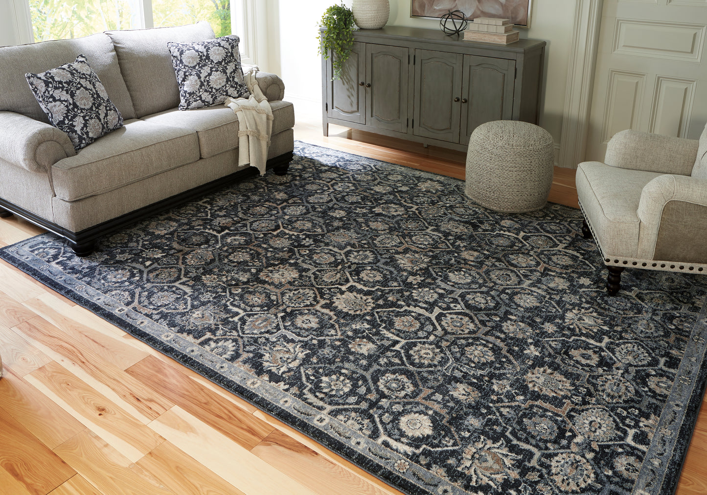 Auburndale Furniture Outlet - Ashley Furniture - Hilcott Rug - 5'3" x 7'3" Rug / Blue/Cream/Brown - R406112