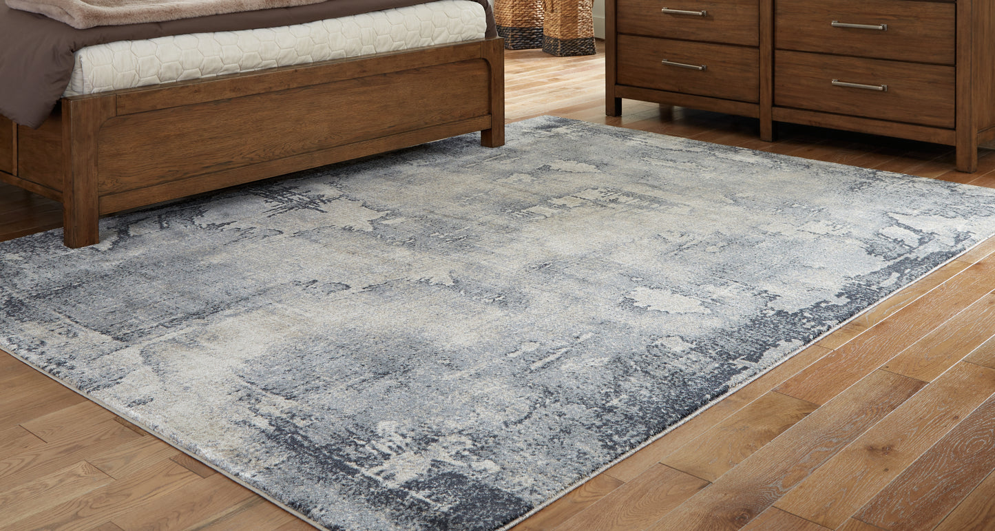 Auburndale Furniture Outlet - Ashley Furniture - Langrich Rug - 7'10" x 10'6" Rug / Blue/Gray/Cream - R406131