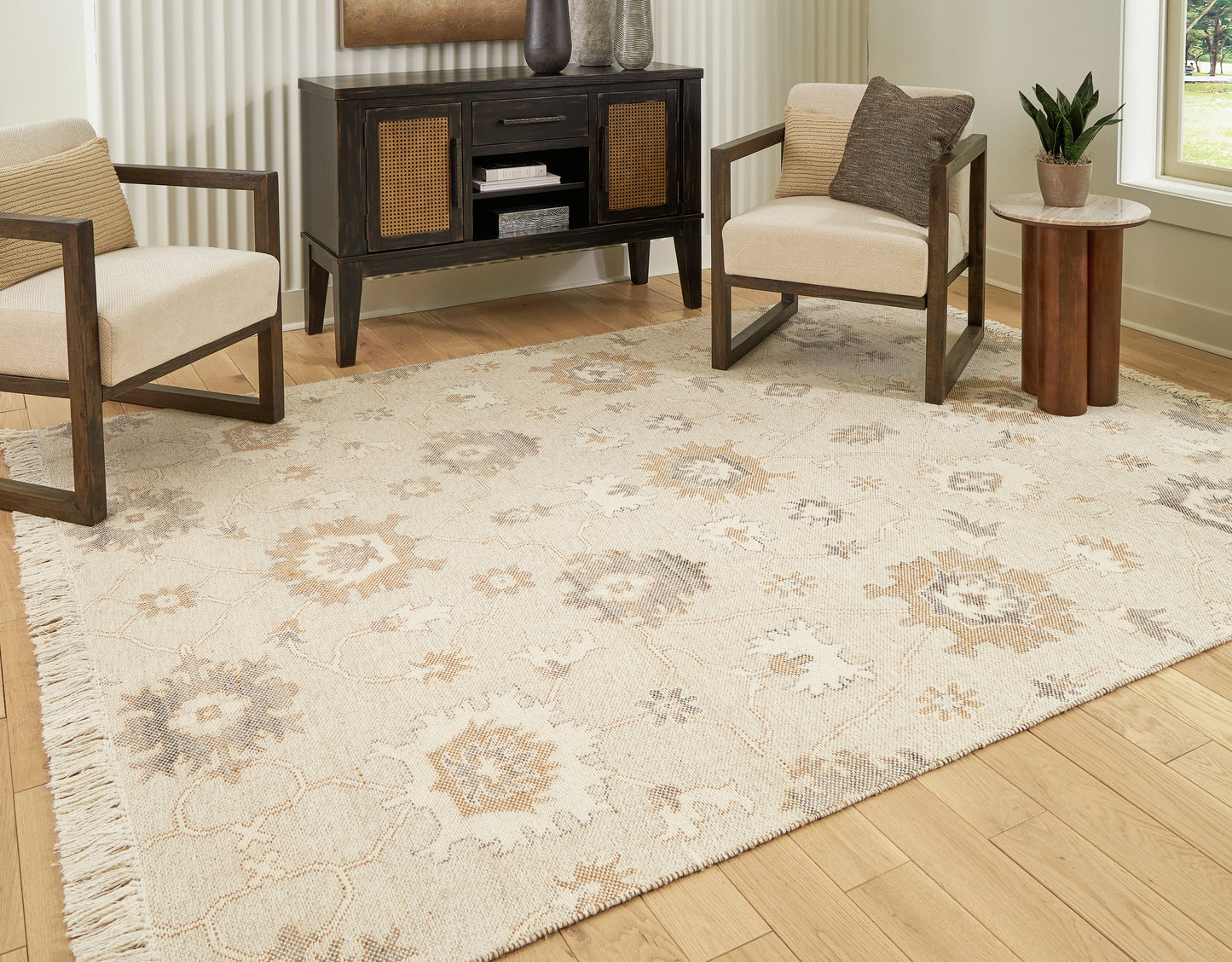 Auburndale Furniture Outlet - Ashley Furniture - Calkin Rug - 5' x 7' Rug / Linen/Gray/Caramel - R406392