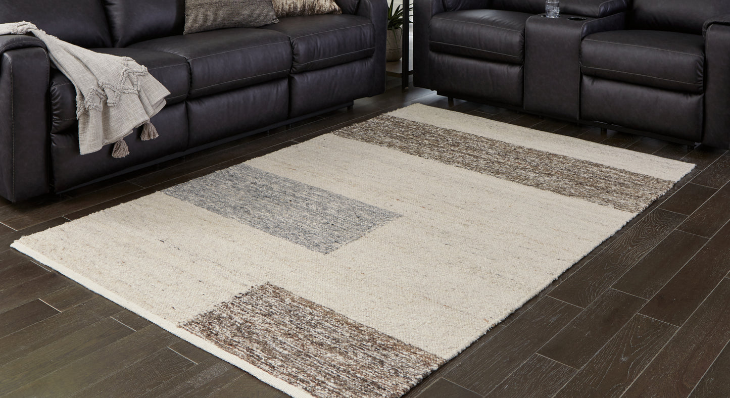 Auburndale Furniture Outlet - Ashley Furniture - Barus Rug - 5' x 7' Rug / Beige/Brown/Gray - R406402